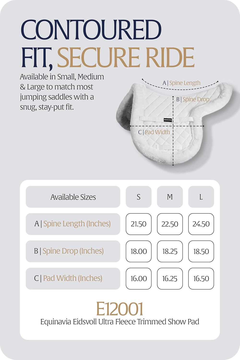 Equinavia Eidsvoll Shaped English Saddle Pad for Show Jumping with Ultra Fleece Trim