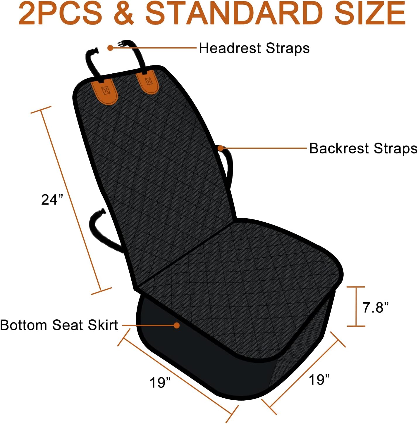 Paw Jamboree 2PCS Dog Car Front Seat Covers Scratch-Proof Pet Car Seat Cover Non-Slip Car Seat Protector for Dogs Bucket Seat Cover for Trucks, Cars & SUVs