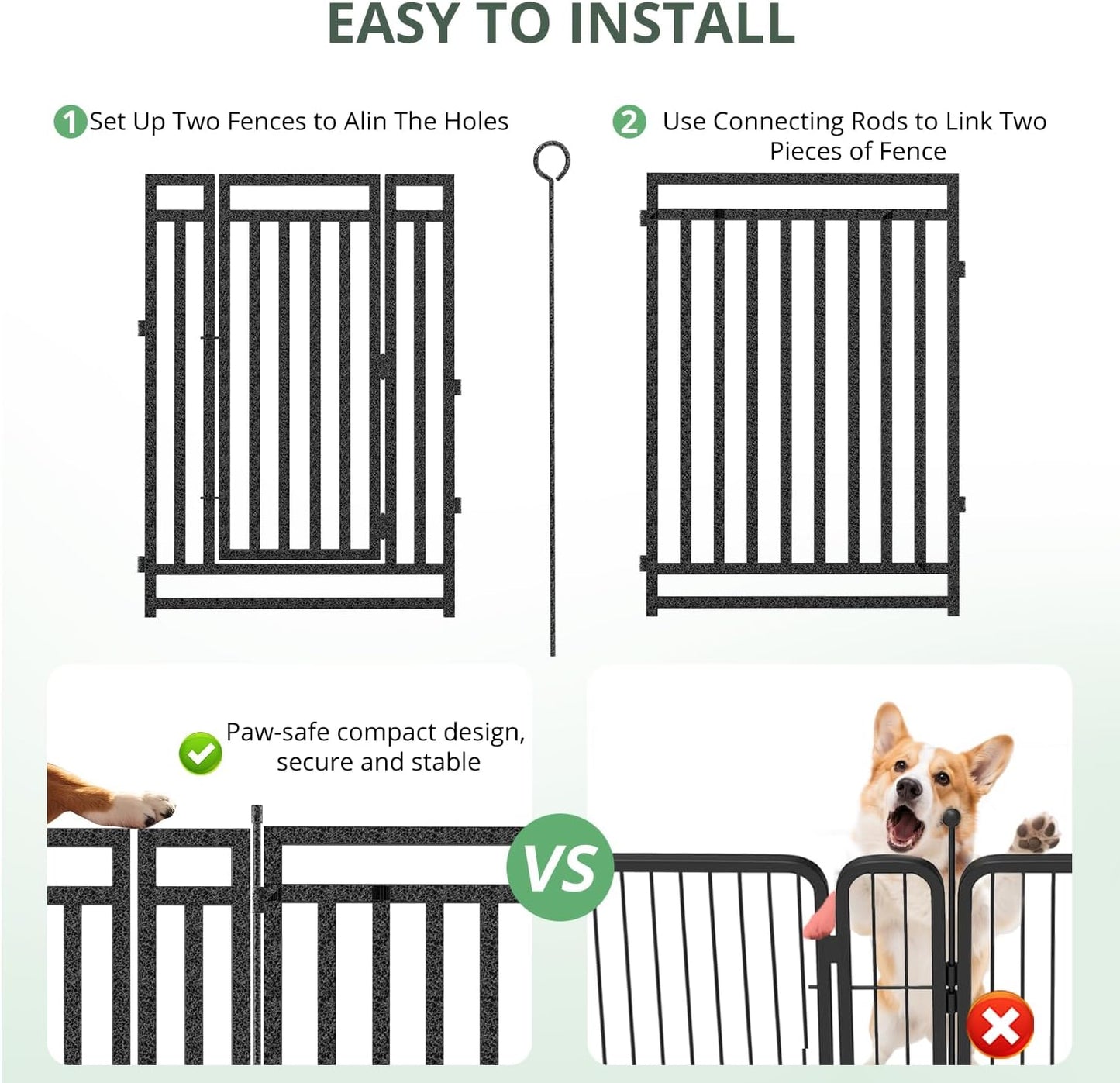 Dog Fence Outdoor Indoor, 32" Inch Height 32 Panels Dog Playpen for Large/Medium/Small Dogs Metal Dog Pen for Yard Camping and RV | Black-Silver