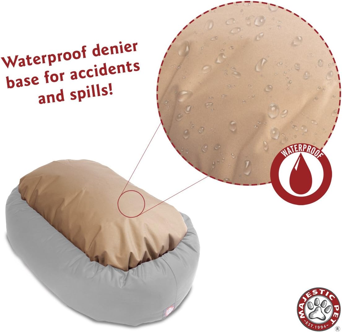 Majestic Pet 40 Inch Suede Calming Dog Bed Washable 40x29x9 (Inch) – Cozy Soft Round Donut Dog Bed with Spine Support for Dogs to Rest Their Head - Pet Bed Large – Black