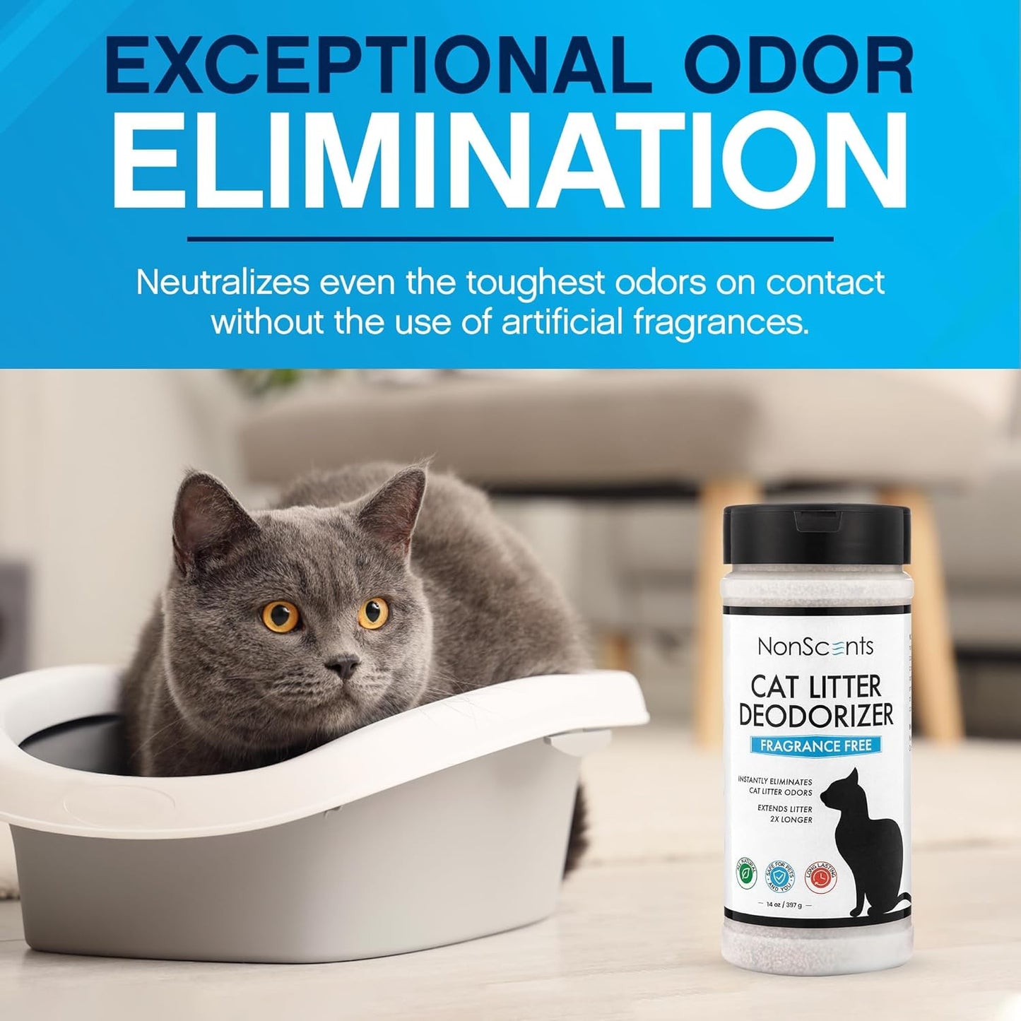 NonScents Odor Control Cat Litter Deodorizer - Professional Strength Odor Neutralizer, 16oz