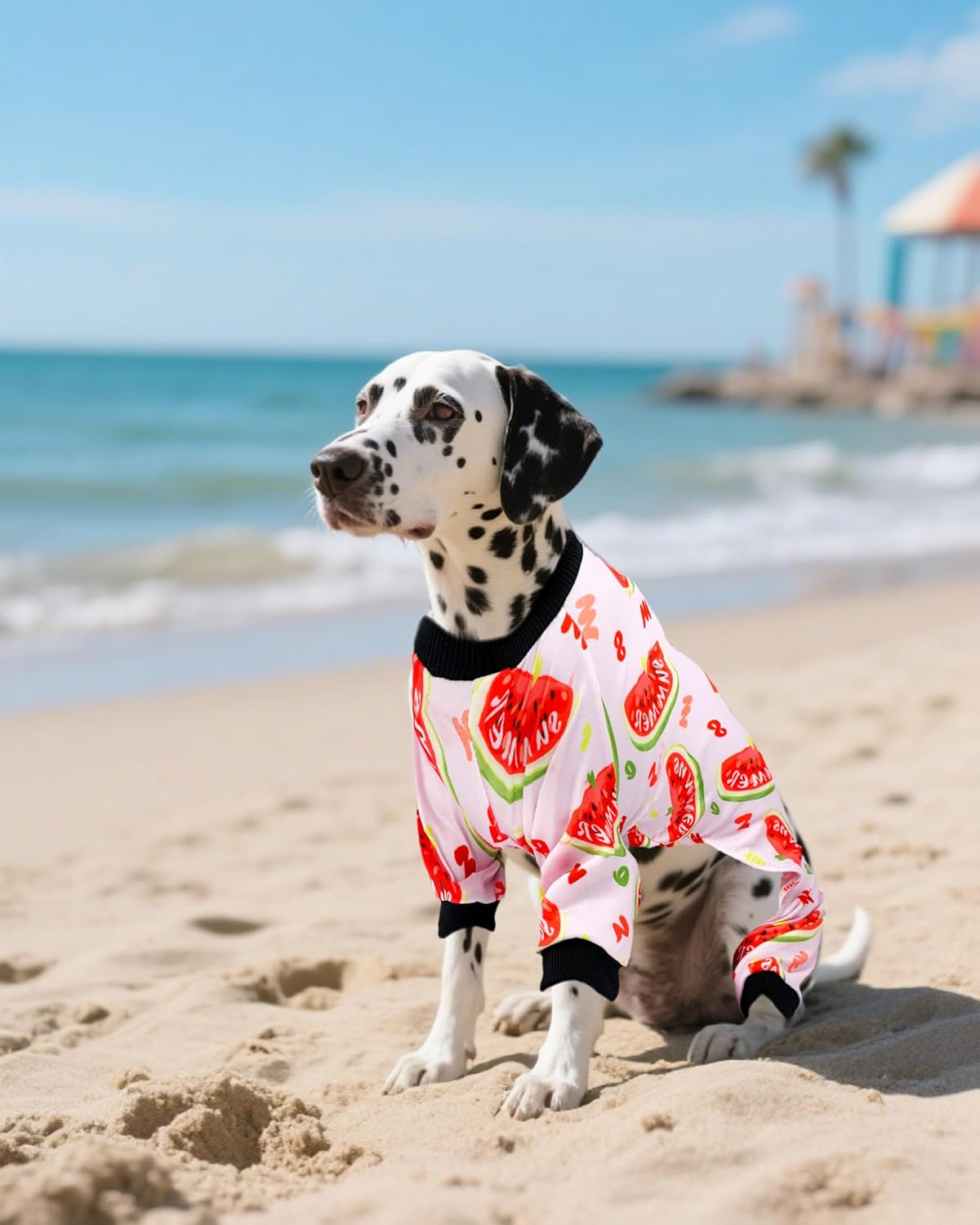 PET SHOW 4 Pack Dog Pajamas for Extra Large Dogs Girl Boy Watermelon Soft Stretchy PJs Whale Ice Cream Jumpsuit Dog Floral Onesies Outfits with Sleeve Pets Breathable Summer Costume Clothes XXXL