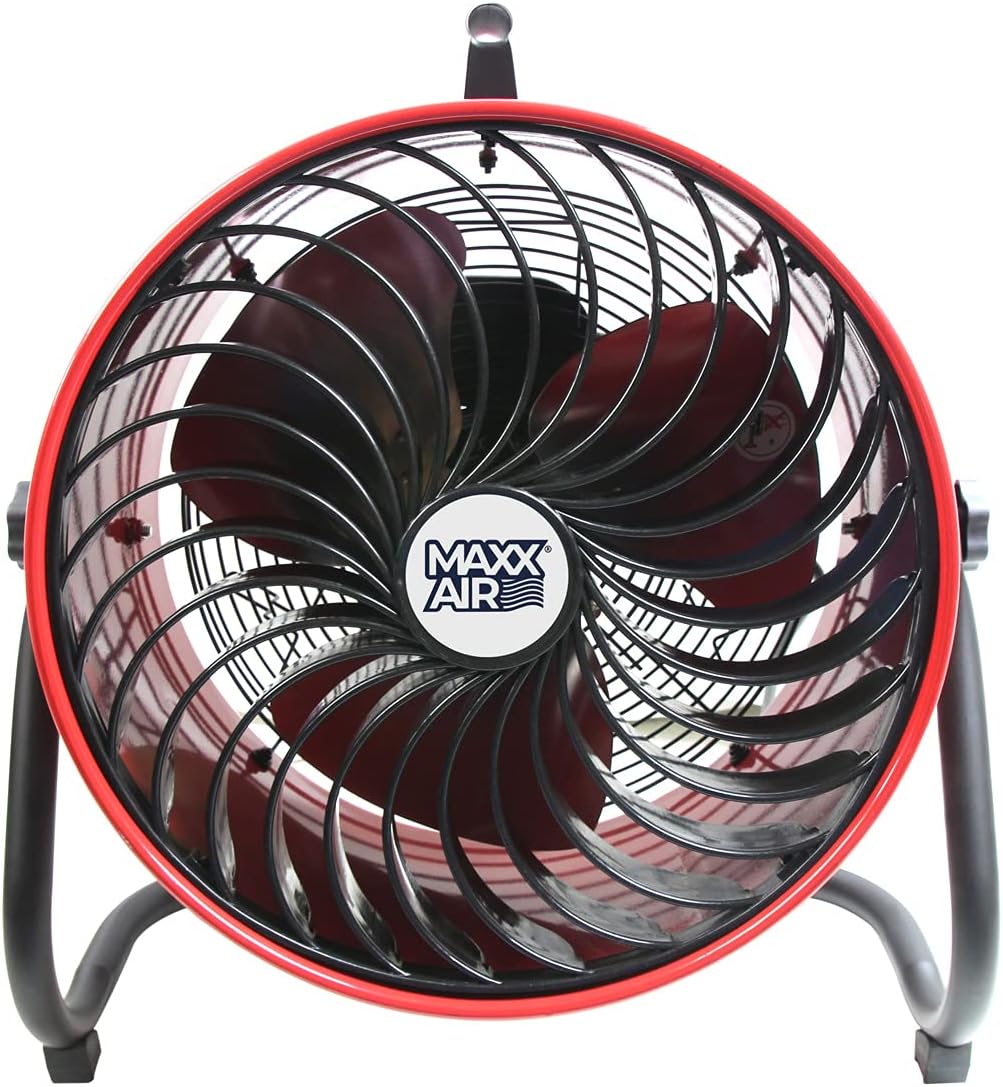 Maxx Air 16" High Velocity Turbo Fan with Pivoting Head - Efficient Air Circulation, High-Velocity Drum Fan Ideal for Home, Garage, or Workshop Use, Durable Construction, Easy Assembly