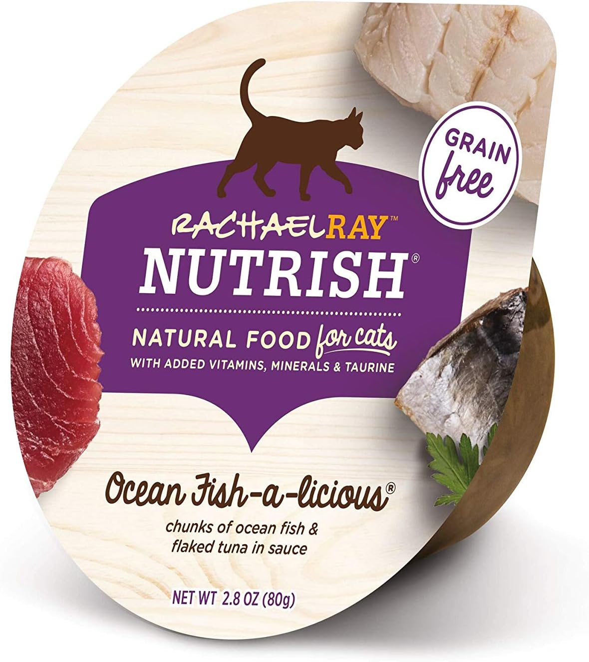 Rachael Ray Nutrish Natural Wet Cat Food, Ocean Fish-A-Licious Recipe, 2.8 Ounce Cup (Pack of 12), Grain Free (6303330281)