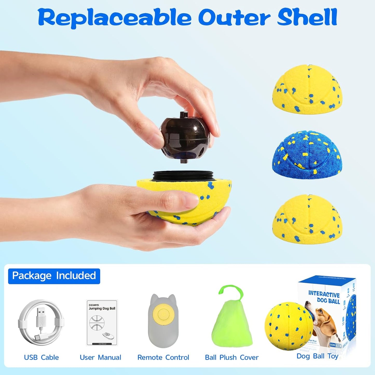 Smart Dog Ball Interactive Dog Toy with Remote Control,Automatic Moving,Bouncing and Rotating 3 Modes,E-TPU Material Aggressive Chewers,IPX7 Waterproof,Rolling Ball for Large Medium Dogs