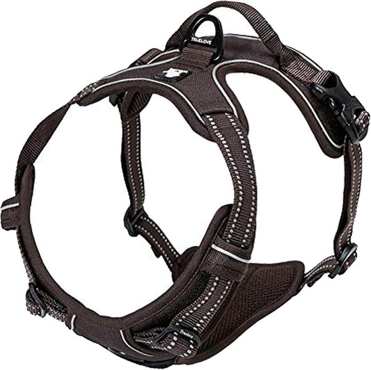 TRUE LOVE Adjustable No-Pull Dog Harness Reflective Pup Vest Harnesses Comfortable Control Brilliant Colors Truelove TLH5651(Brown,S)