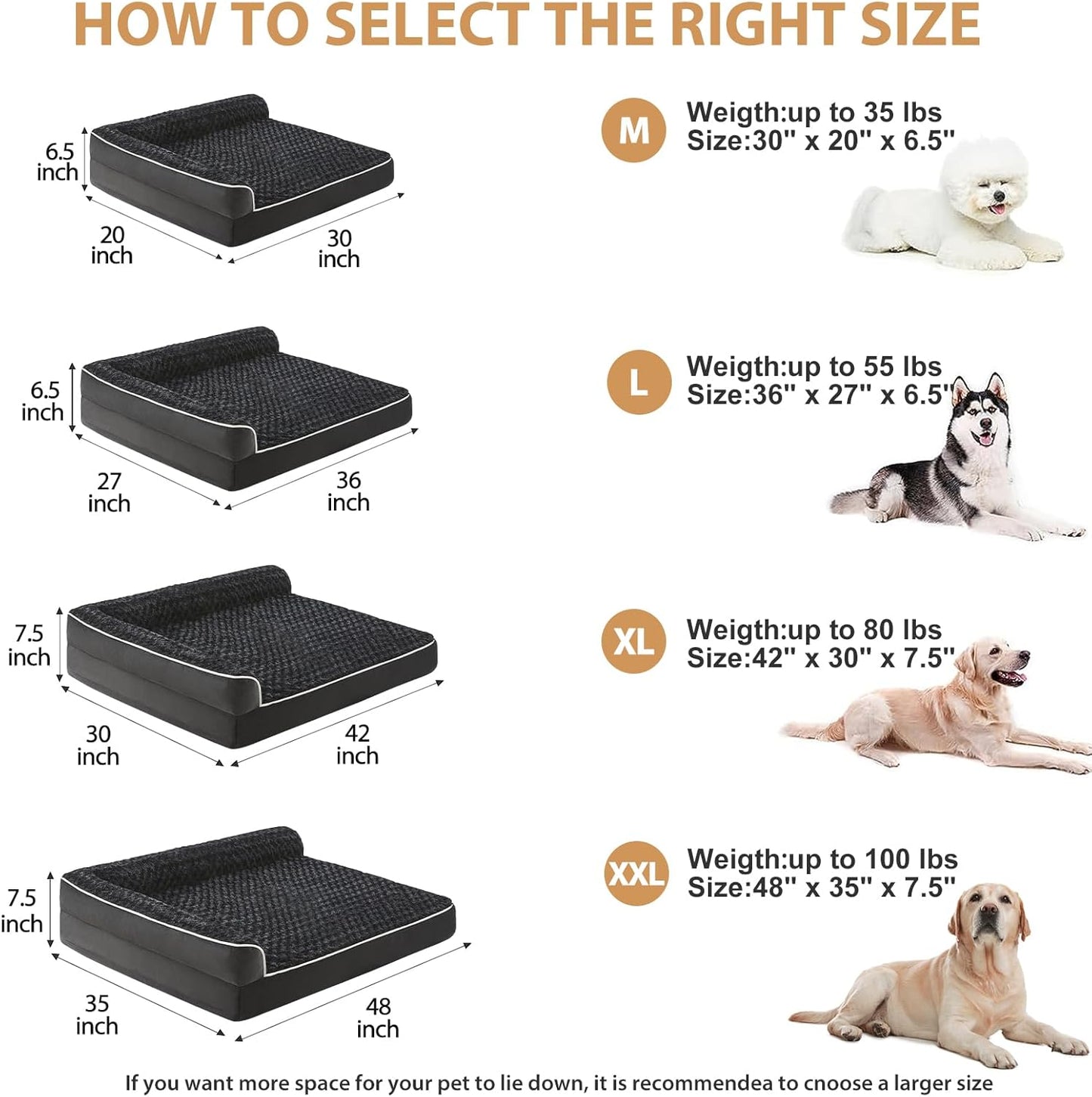 BFPETHOME Orthopedic Dog Beds for Large Dogs-Waterproof Sofa Dog Bed with Removable Washable Cover, Large Pet Bed with Waterproof Lining and Nonskid Bottom, Pet Bed for Dogs