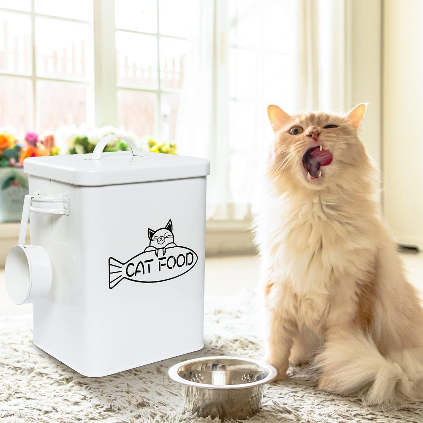 Dog and Cat Food Storage Container, Farmhouse Pet Food Containers with Lid and Dry Food Scoop, Durable Airtight Great Gift for Pet Owners