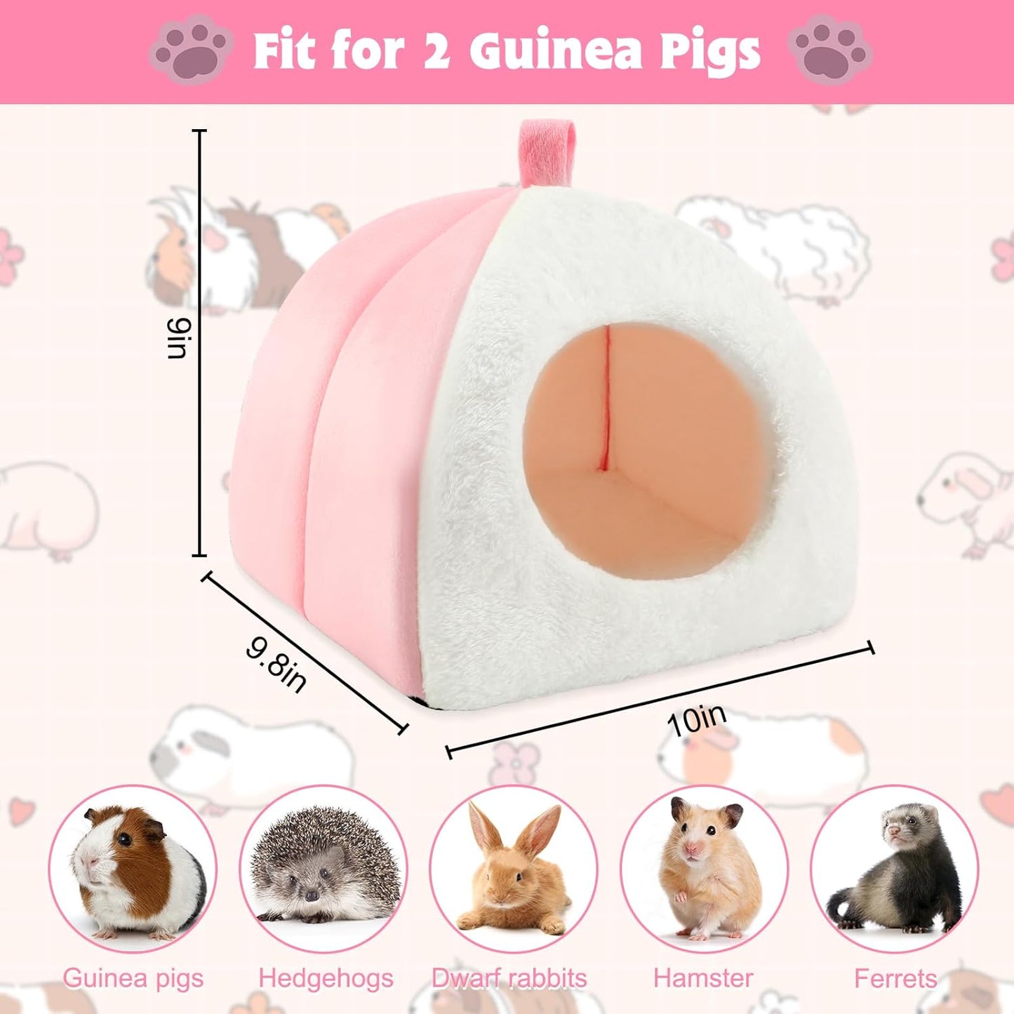 BWOGUE Guinea Pig House Bed Cozy Hamster Cave Large Hideout for Dwarf Rabbits Hedgehog Bearded Dragon Winter Nest Hamster Cage Accessories