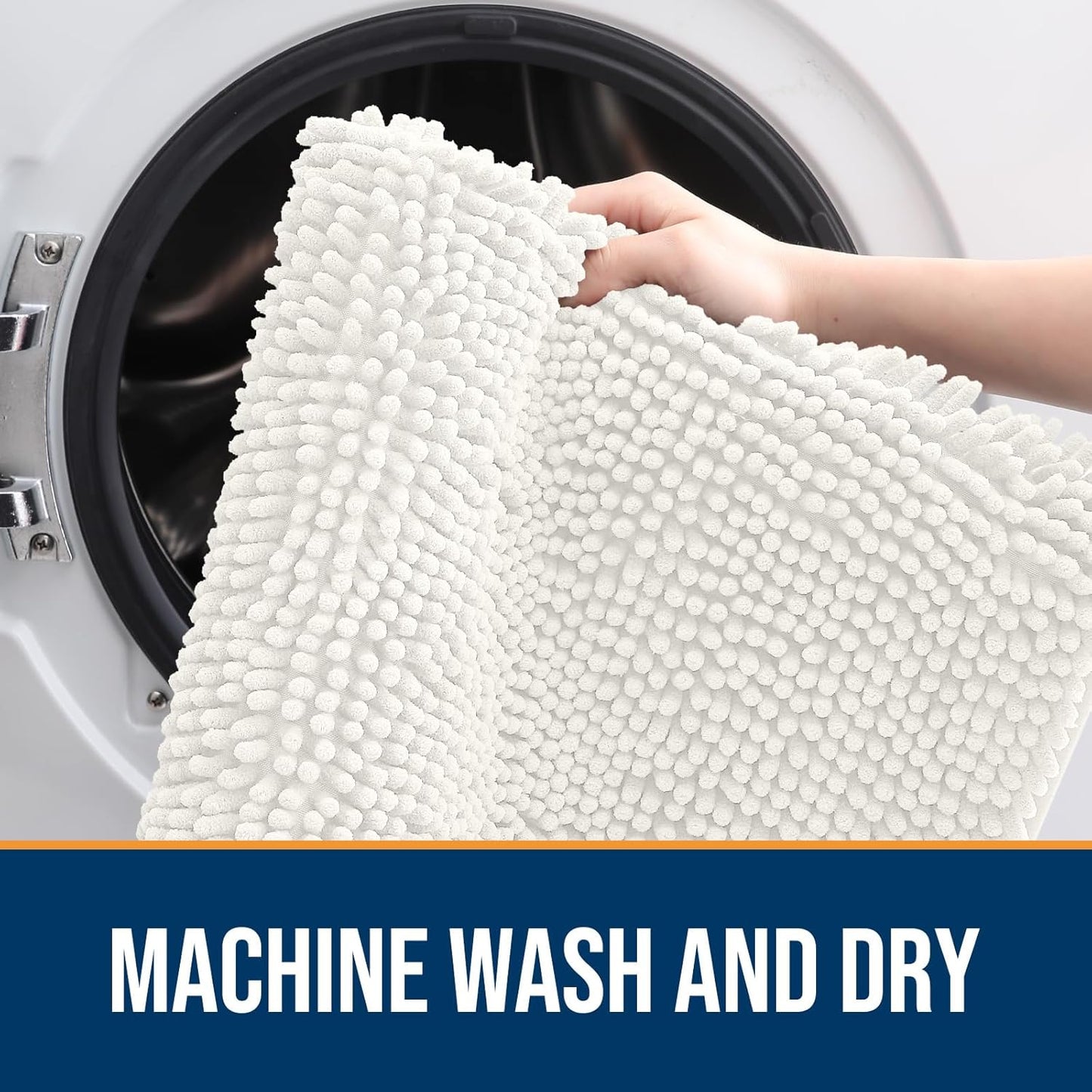 OLANLY Dog Door Mat for Muddy Paws 24x16, Absorbs Moisture and Dirt, Absorbent Non-Slip Washable Doormat, Quick Dry Chenille Mud Mat for Dogs, Entry Indoor Entryway Carpet for Inside Floor, Ivory