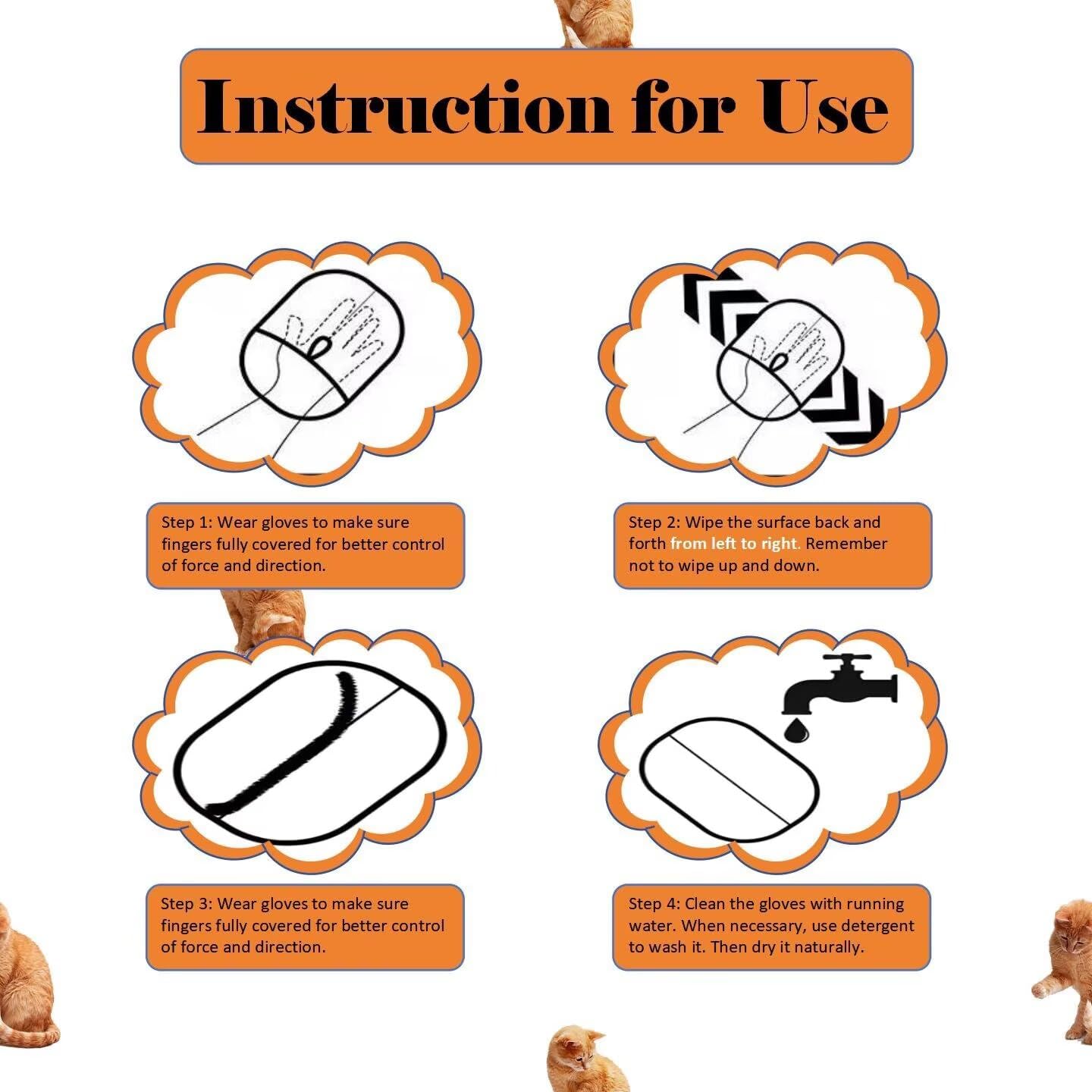 Pet Hair Removal Glove for Cats & Dogs, Electrostatic Grooming Gloves for Pet Hair, Reusable Double Sided Static Hair Remover for Couch, Furniture, Carpet & Car Seat (1 PCS)