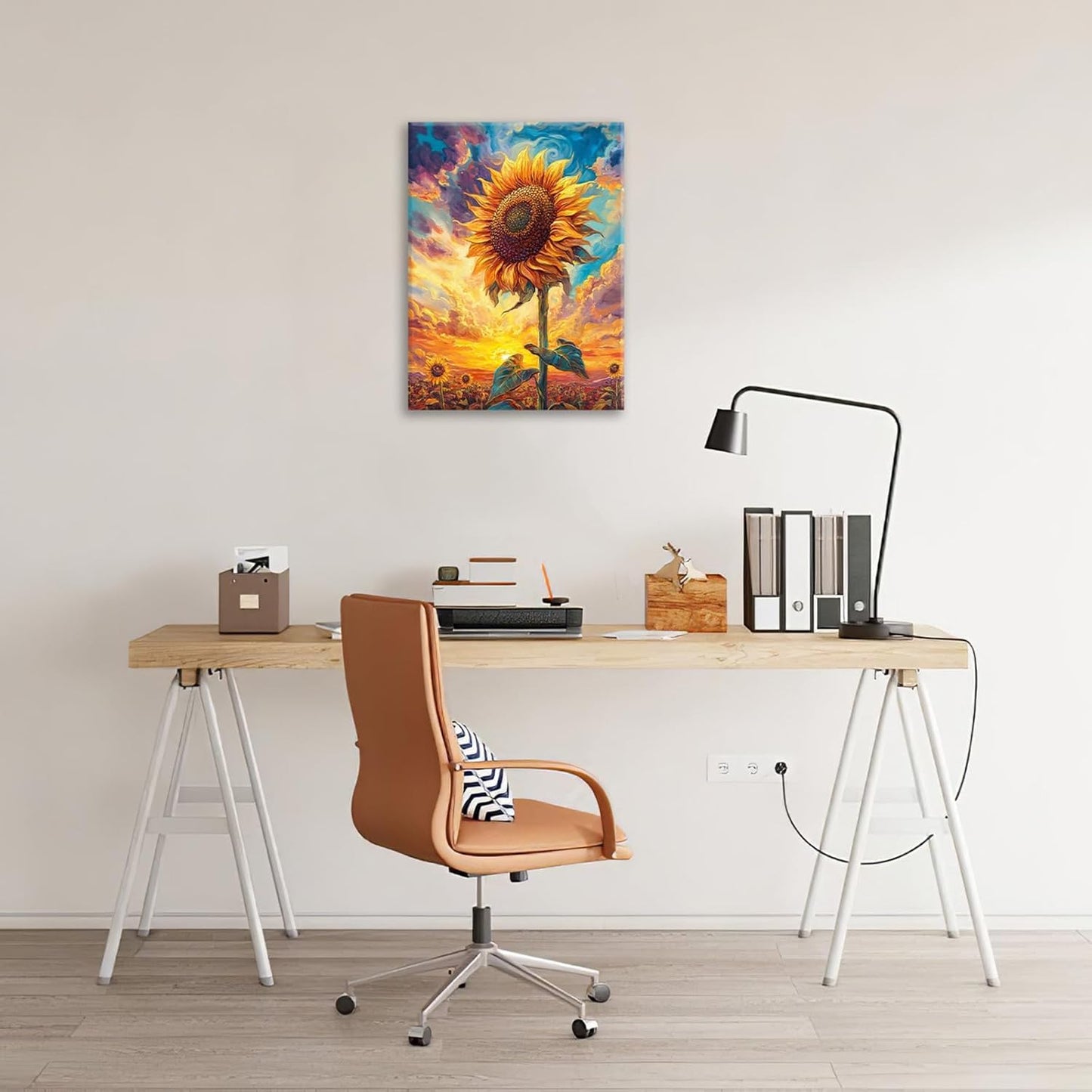 Sunflower Wall Art Canvas Yellow Floral Wall Decor Prints Framed Painting Pictures Gifts Artwork for Bathroom Bedroom Living Dining 12"x16"