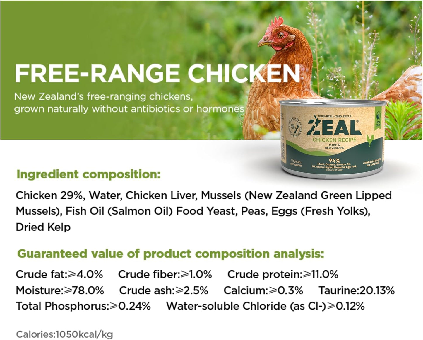 ZEAL New Zealand Wet Cat Food – High Protein, Grain-Free with Superfoods (Chicken, 6oz Can, 12-Pack)