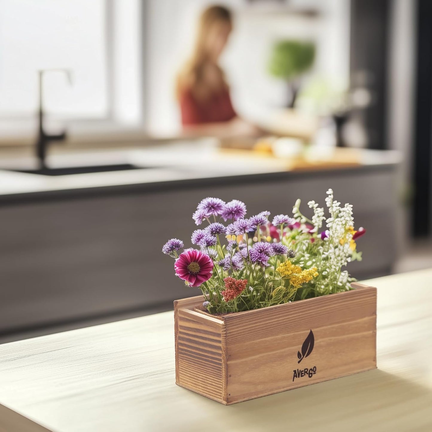 Wildflower Seed Mix Growing Kit - Includes Perennial & Annual Wild Flowers, Burlap Planters, Soil, Wooden Box, and Gardening Tools for Indoor Garden and Patio Planting