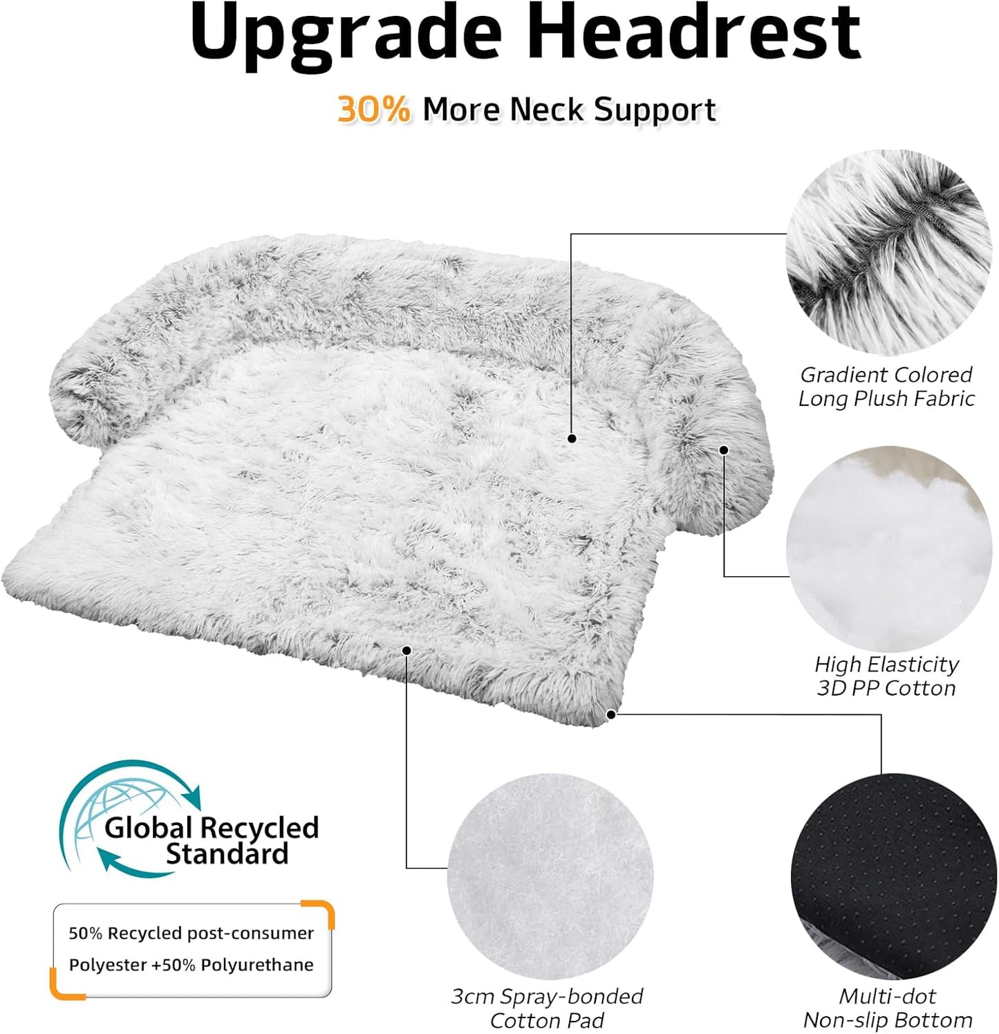 Calming Dog Bed Fluffy Plush Dog Mat for Furniture Protector with Removable Washable Cover for Large Medium Small Dogs and Cats (Medium, Light Grey)