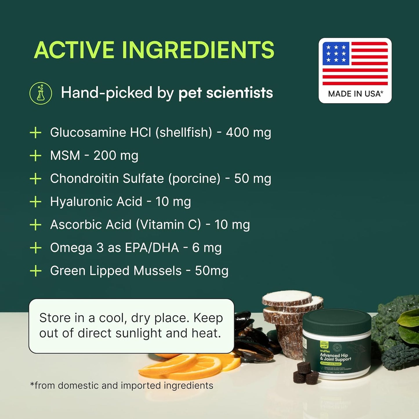 Wuffes Chewable Dog Hip & Joint Supplement - Glucosamine & Chondroitin Chews - Dog Joint Supplements & Vitamins - Extended Joint Care (Small&Medium Breeds (0-65 lbs), 180 Chews (Pack of 3))