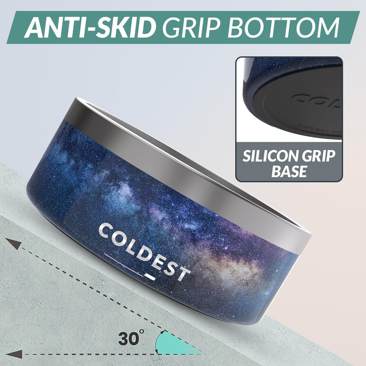 Coldest Dog Bowl - Anti Rust Metal, Non Slip, 3 Layers Insulated Stainless Steel Dog Bowls - Spill Proof & Heavy Duty - Water Bowl for Dogs, Cats & Pets, Dish Washer Safe (100 oz, Into The Beyond)