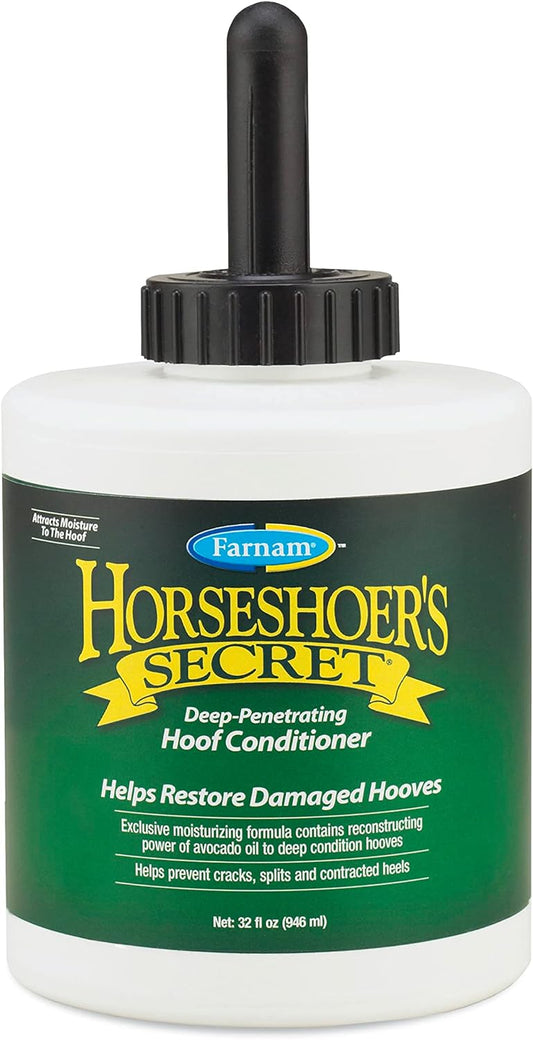 Farnam Horseshoer's Secret Deep-Penetrating Hoof Oil for Horses, Conditions Dry Hooves and Prevents Cracks, Splits and Contracted Heels, Contains Avocado Oil, 32 Oz.