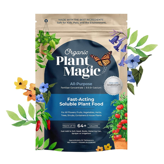 Organic Plant Magic - Truly Organic™ Fast-Acting Soluble Plant Food: All-Purpose Fertilizer Concentrate for All Flower Vegetable Herb Fruit Tree Shrub Container Garden & House Plants [One 1 lb Bag]