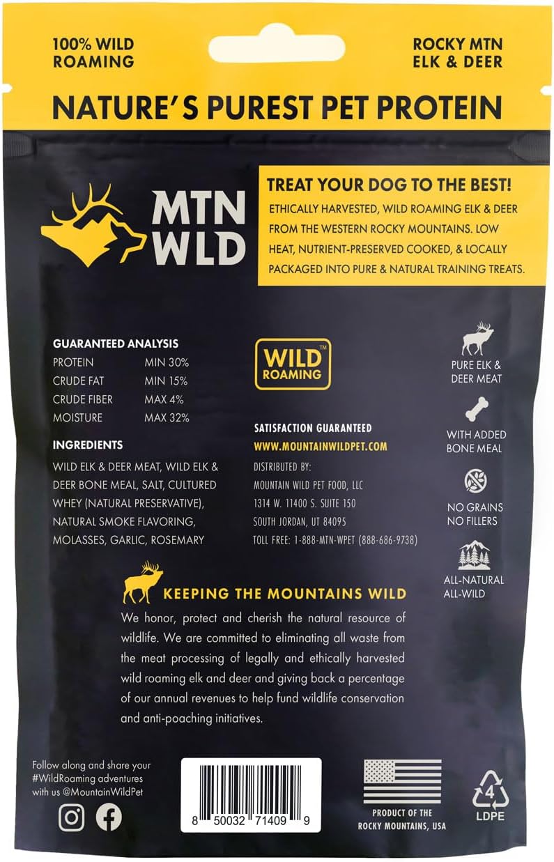 Training Treats for Dogs & Puppies – Elk & Venison Protein Puppy & Dog Treat – High Value, All-Natural, No Fillers, Grain-Free, No Artificial Preservatives – 4oz, 3 Bags