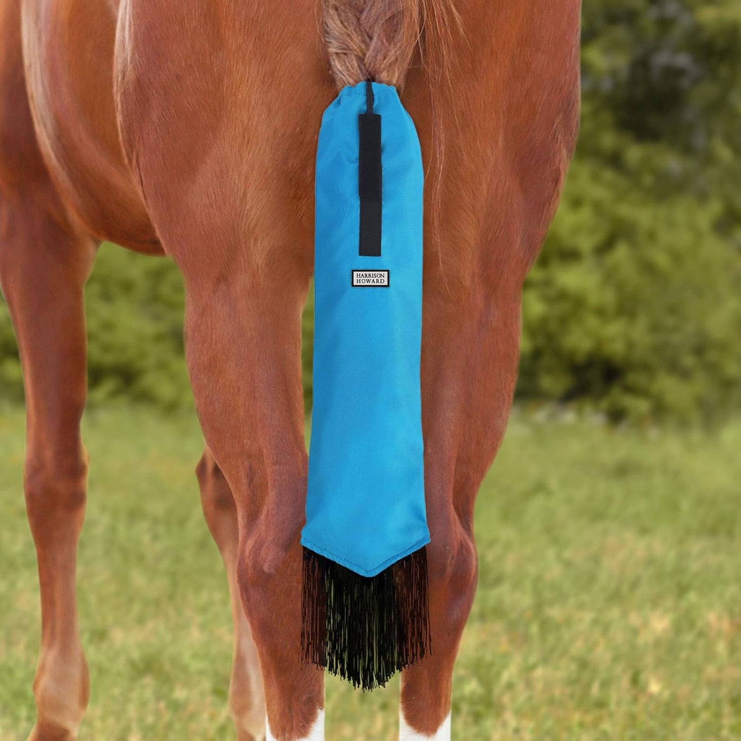 Harrison Howard Smooth Lightweight Adjustable Fastener Nylon Horse Tail Bag with Fringe