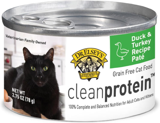 Dr. Elsey's cleanprotein Duck & Turkey Recipe Wet Cat Food (Case of 24), 2.75 oz Canned Food