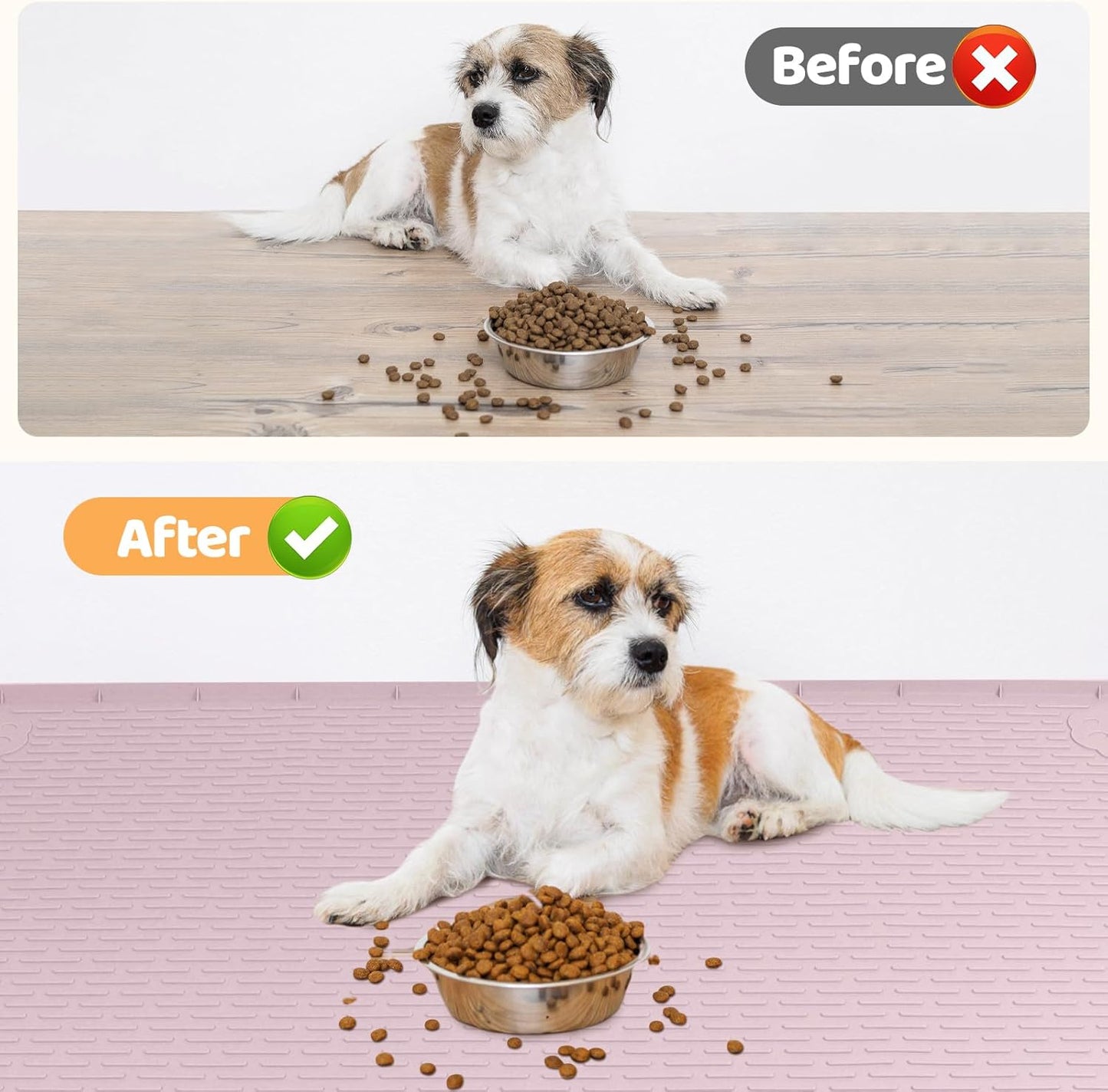 Dog Food Mat, Extra Large 40" x 28" Silicone Pet Feeding Mat with Raised Edge Pet Placemat for Small, Medium, and Large Pets Non-Slip, Easy to Clean (Pink)