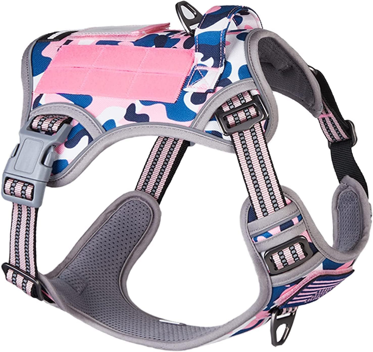 BUMBIN Tactical Dog Harness for Small Dogs, No Pull, Pink Camo XS