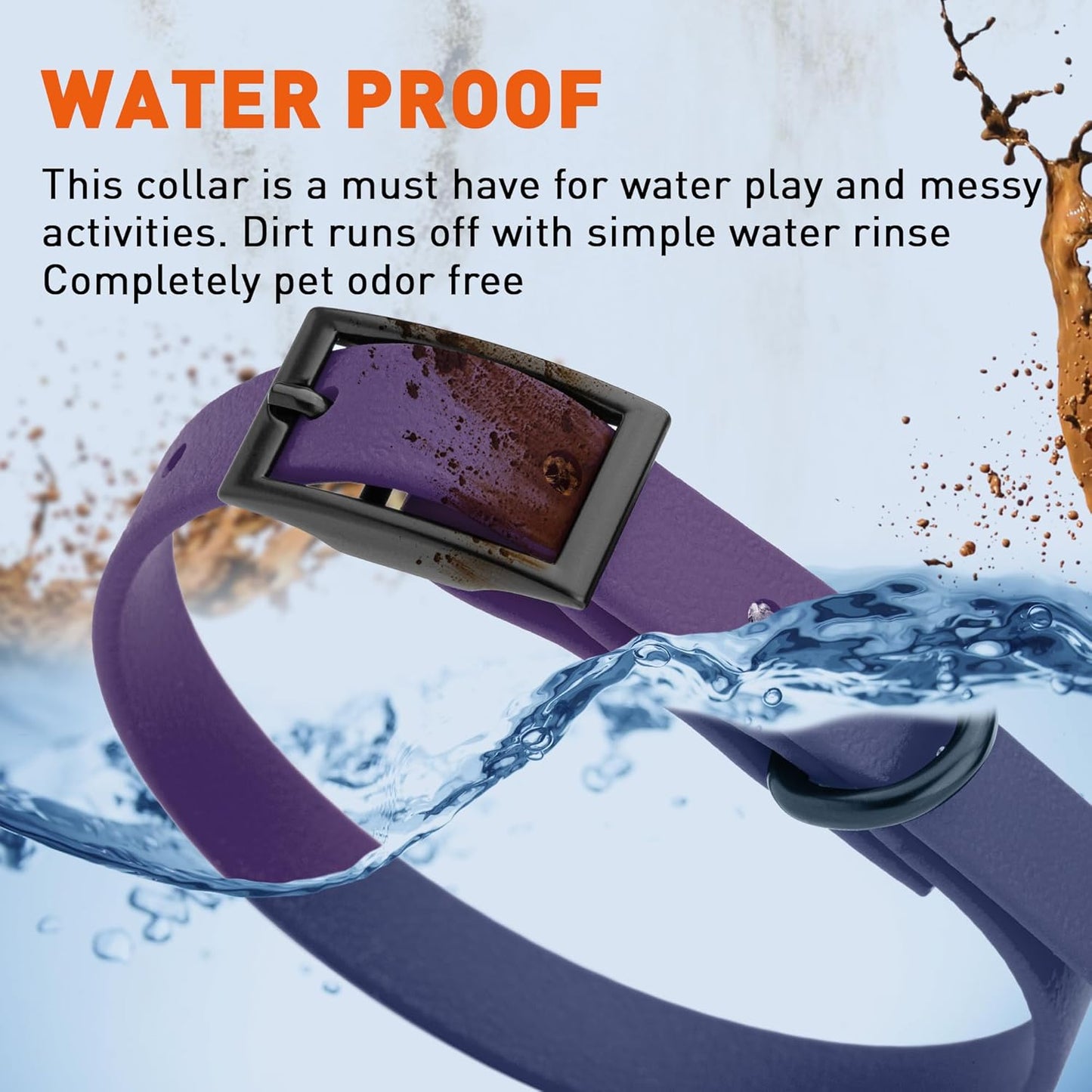 Dogline Biothane Waterproof Dog Collar Strong Coated Nylon Webbing with Black Hardware Odor- Proof for Easy Care Easy to Clean High Performance Fits Small Medium or Large Dogs, Violet Purple