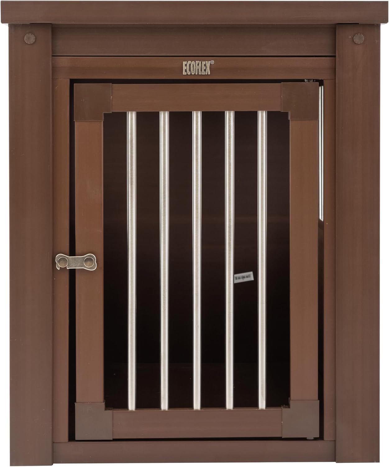 New Age Pet ECOFLEX Dog Crate End Table - Furniture-Style Pet Crate for Crate Trained Dogs - Stainless Steel Tubing & a Latched Closure - 10 Year Manufacturer's Warranty, Medium, Brown