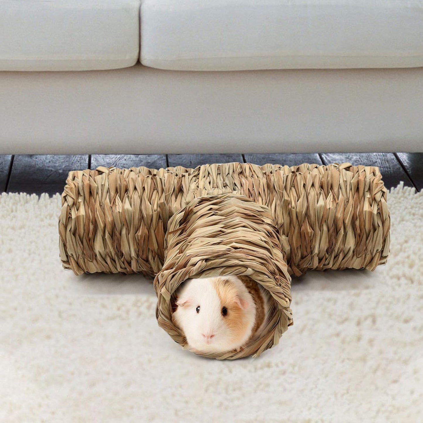 BWOGUE Hamster Grass Tunnel Toy Nature's Hideaway Guinea Pig Tunnels and Tubes Toys for Rats,Syrian Hamster,Ferrets,Guinea Pig,Chinchilla Hedgehog and Bunny