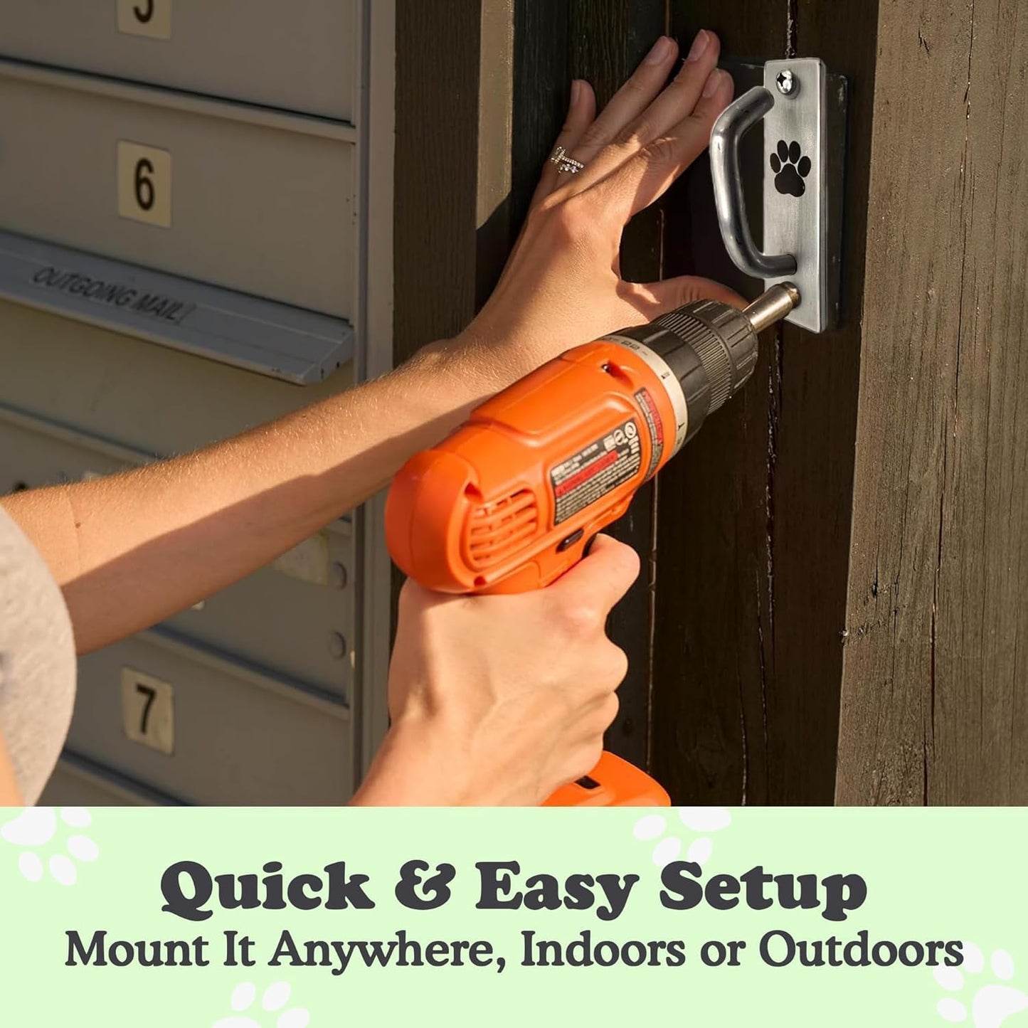 Canine Hitch- Secure Dog Leash Parking Mounted Indoor – Outdoor Wall Hook - Tie Out Stainless Steel Practical Lead Management for Home & Business, Slim Compact 2 Pack