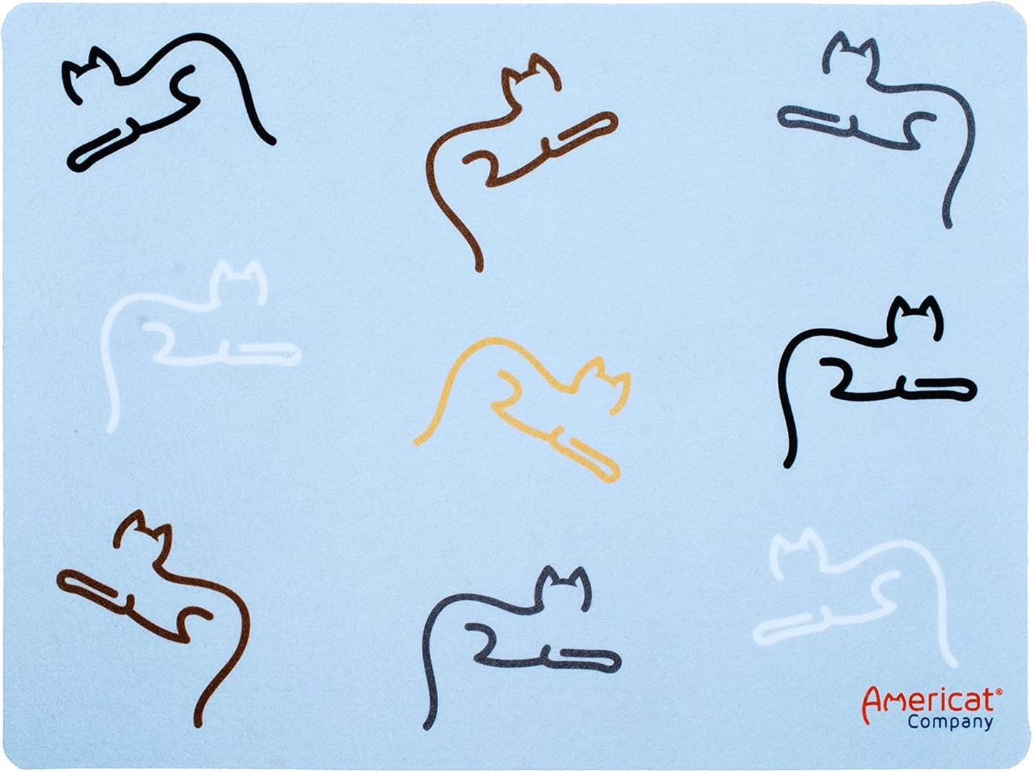 Cat Feeding Mat by Americat for Cat Food & Water Bowls – Machine Washable, Waterproof, No-Slip & Made in USA Cat Placemat – Protect Floors from Messy Eaters & Drinkers – 16 x 12 Inches (Cats)