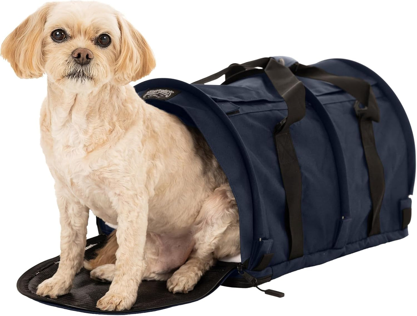 SturdiBag Pro 2.0 Pet Travel Carrier for Cats and Dogs | Soft Sided Pet Carrier Bag with Safety Clips and Seatbelt Straps for Car Travel | XL, Navy