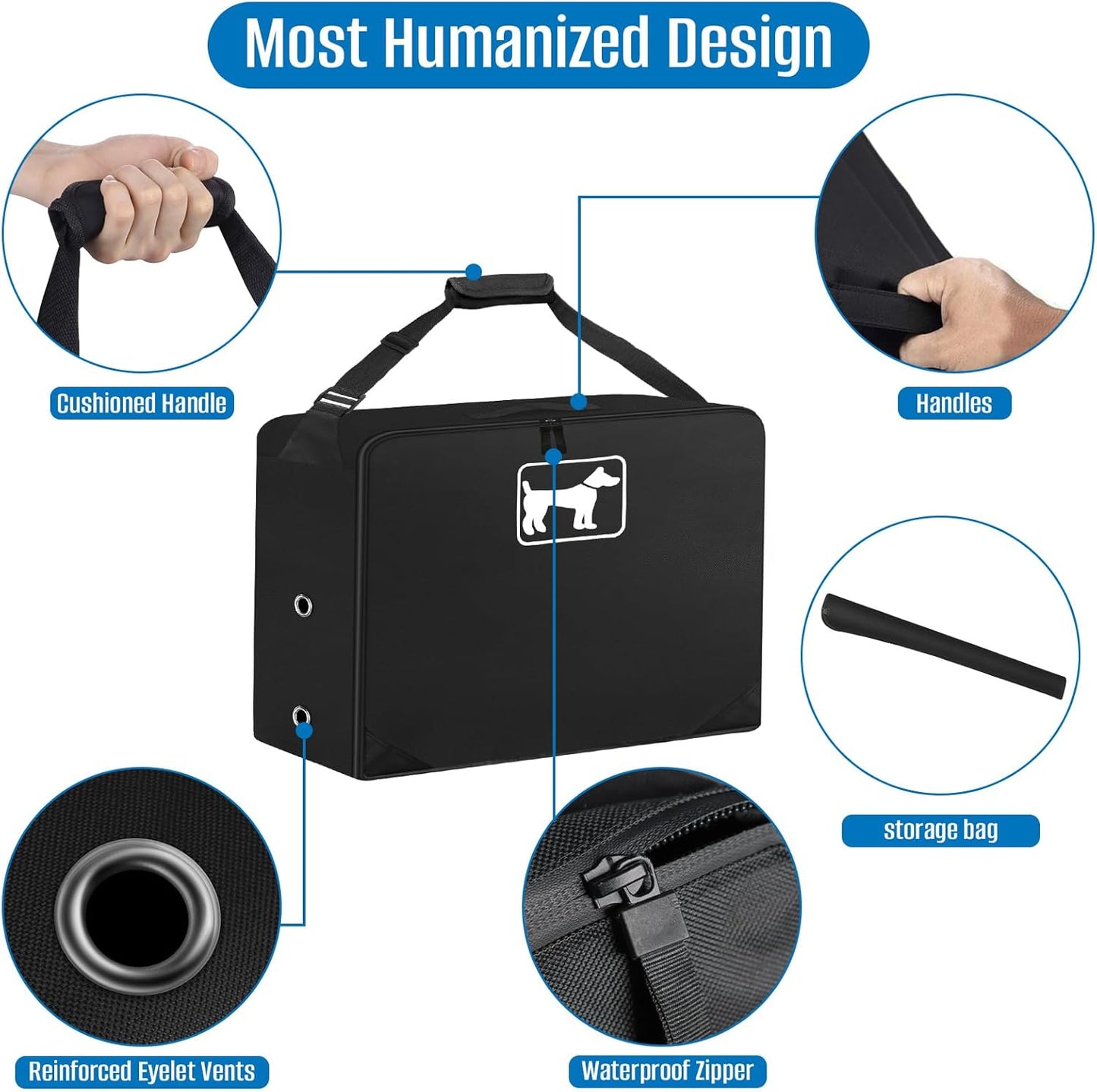 SIRUITON Dog Playpen Storage Bag Fits 24" H 8 Panels and 9 Stakes Suitable for Foldable Exercise Pet Playpen, RV Dog Fence Travel Bag,with Reinforcing Plate & Shoulder