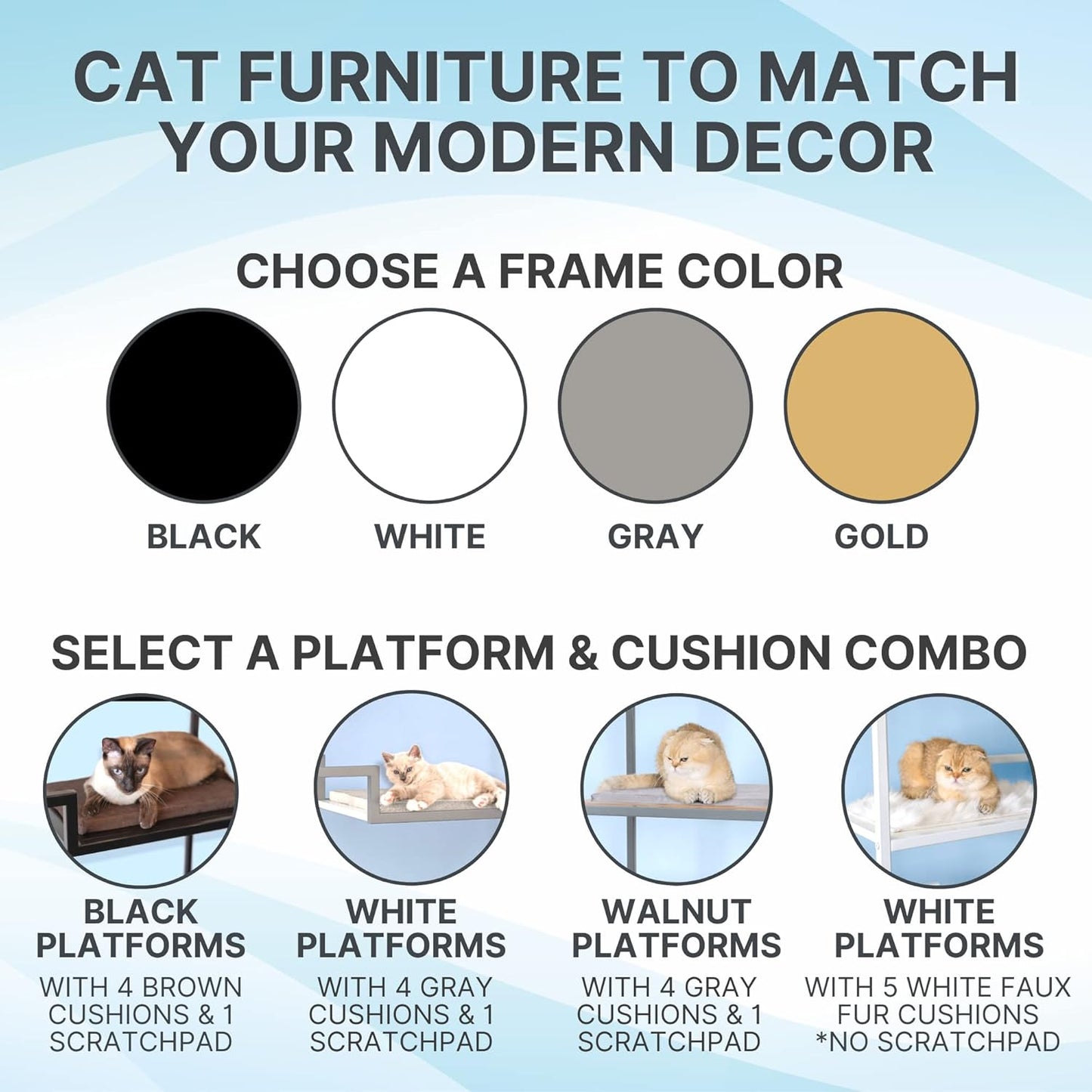 THE REFINED FELINE Metropolitan Cat Condo, Modern Furniture for Multiple Cats, Stepped Platforms for Cats and Kittens