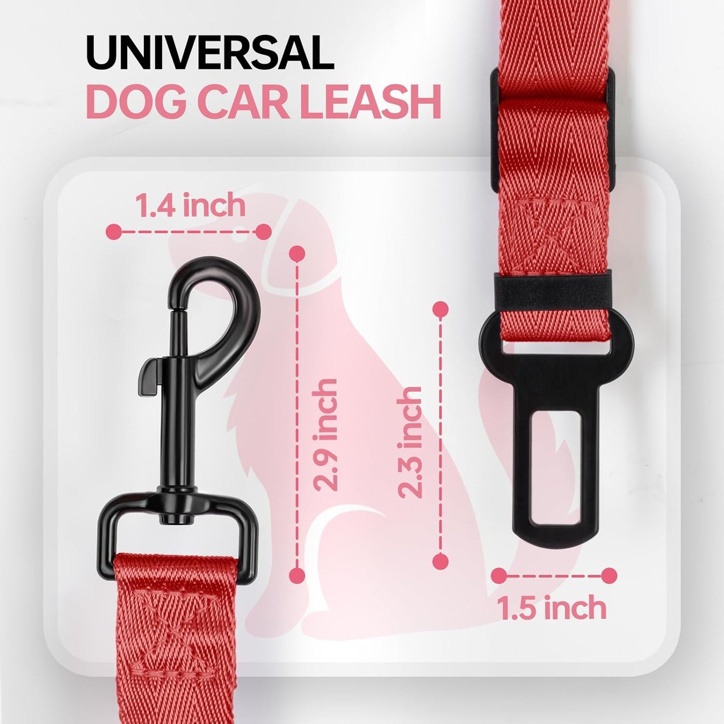 3 Pack Thickened Dog Seat Belt Adjustable Dog Car Seatbelts for Vehicle Nylon Pet Safety Seat Belt with Elastic Bungee Buffer Durable Car Harness for Dogs,Red