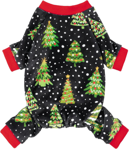 Fitwarm Christmas Tree Dog Pajamas, Christmas Clothes for Small Dogs Boy Girl, Holiday Pet Outfit, Black, Red, Green, Yellow, XXL