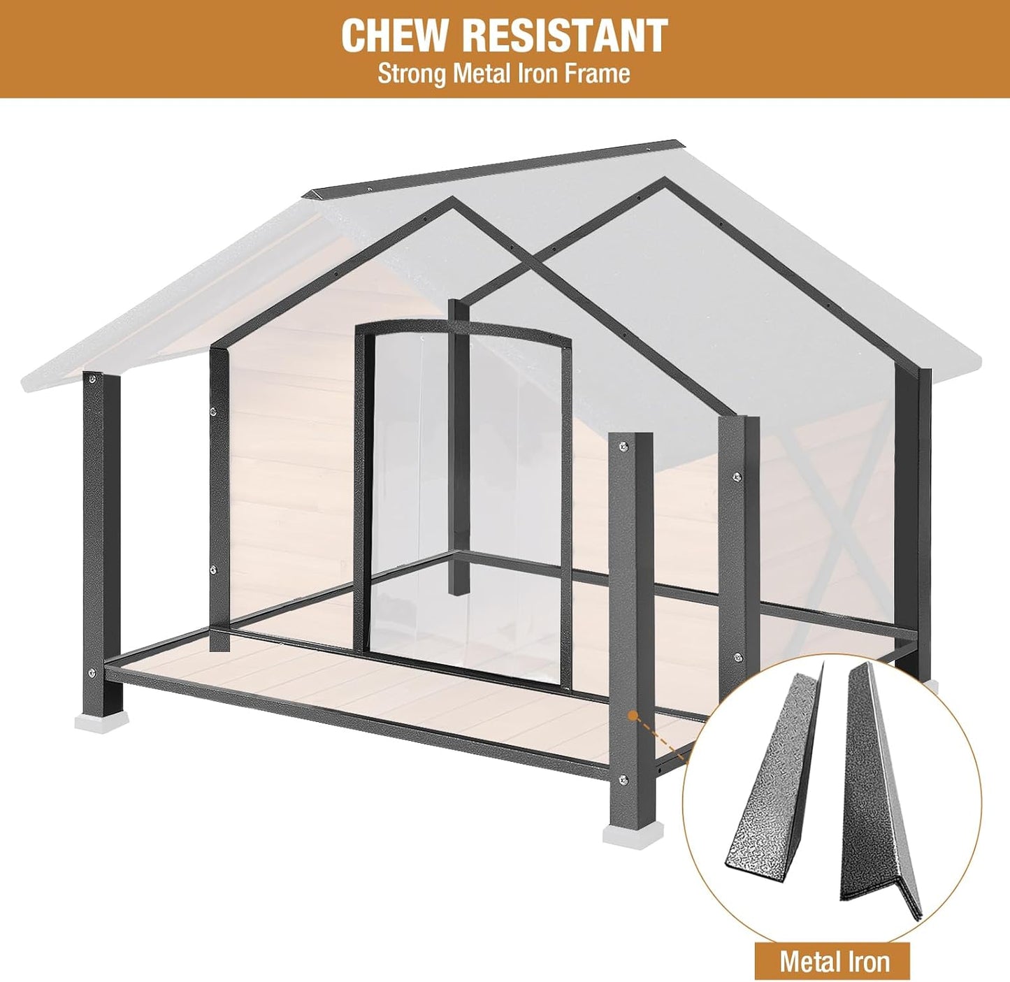Dog House Outdoor & Indoor, Dog Kennel for Winter, Insulated Puppy Shelter for Small & Medium & Large Dogs,Unique All-Around Iron Frame (Medium)