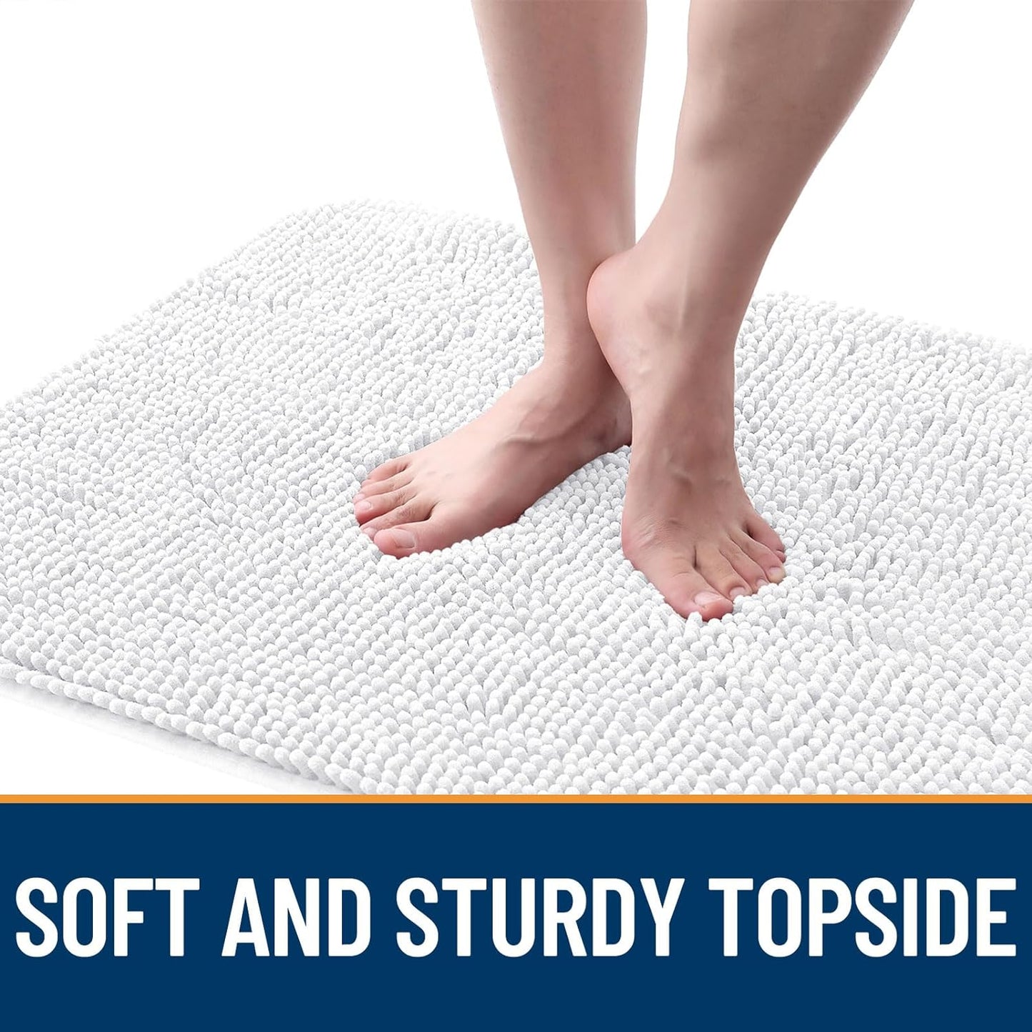 OLANLY Dog Door Mat for Muddy Paws 48x30, Absorbs Moisture and Dirt, Absorbent Non-Slip Washable Doormat, Quick Dry Chenille Mud Mat for Dogs, Entry Indoor Entryway Carpet for Inside Floor, White