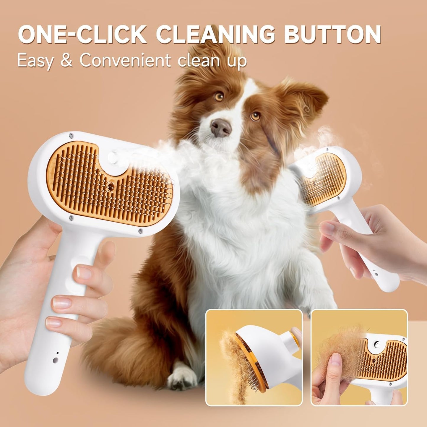 3-in-1 Pet Steam Brush Set for Dogs & Cats, Grooming Comb with Spray, Defur Tool, Water-Assisted Hair Removal, Gentle Cat & Dog Spritz Brush, Multi-Purpose Steam Grooming