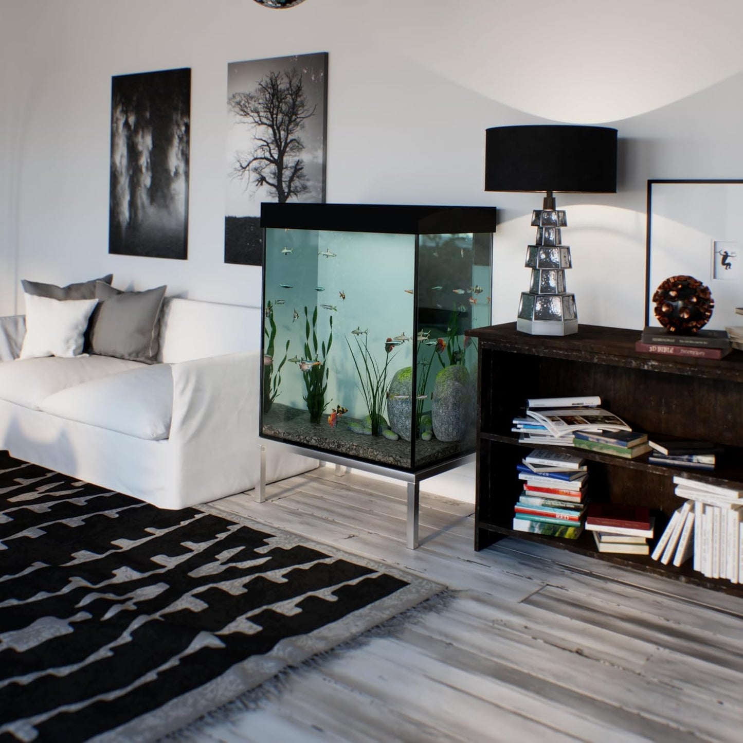 24 in X 36 in. Aquarium Stand | Industrial Style Aluminum Fish Tank Base with Open Frame Design