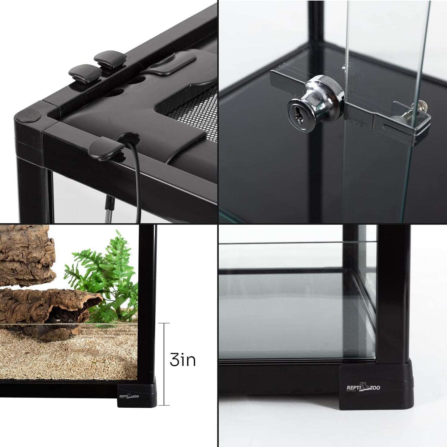 REPTIZOO 84 Gallon Large Reptile Terrarium Extra-Long 60" x 18" x 18" Spliceable Glass Reptile Tank, Double Top Cover Enclosure Habitats