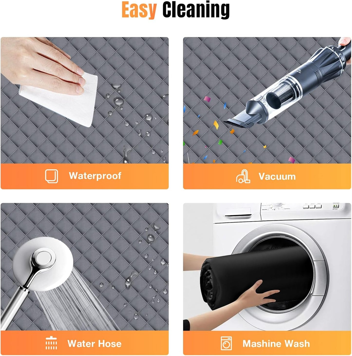 Dog Car Seat Cover for Back Seat, Dog Car Bed Cover with Strong Hard Bottom, Car Back Seat Extender Hammock for Car SUV Truck 4 Panels Gray Color Large Size