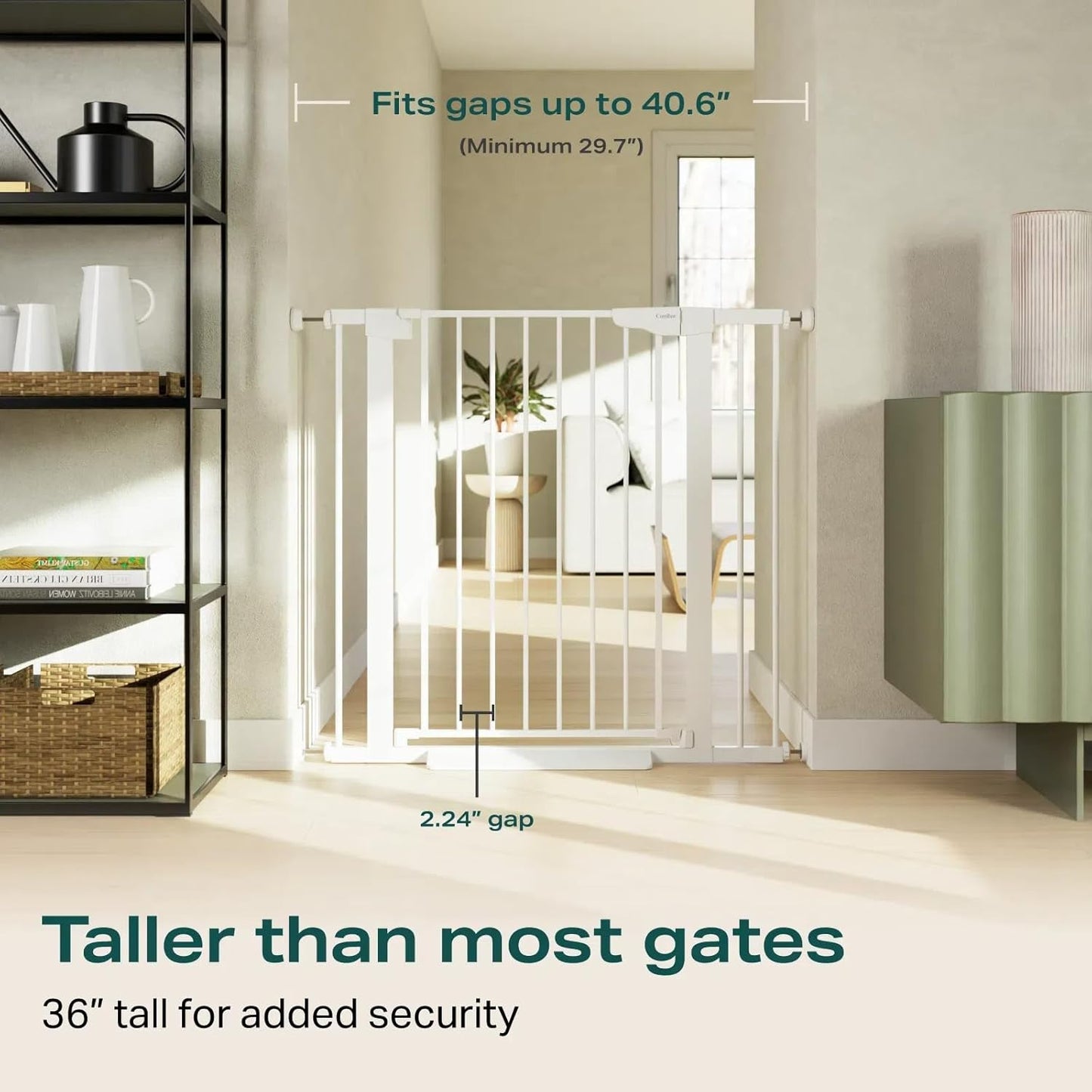 Cumbor 36" Extra Tall Baby Gate for Dogs and Kids with Wide 2-Way Door, 29.7-40.6" Width, and Auto Close Personal Safety for Babies and Pets, Fits Doorways, Stairs, and Entryways