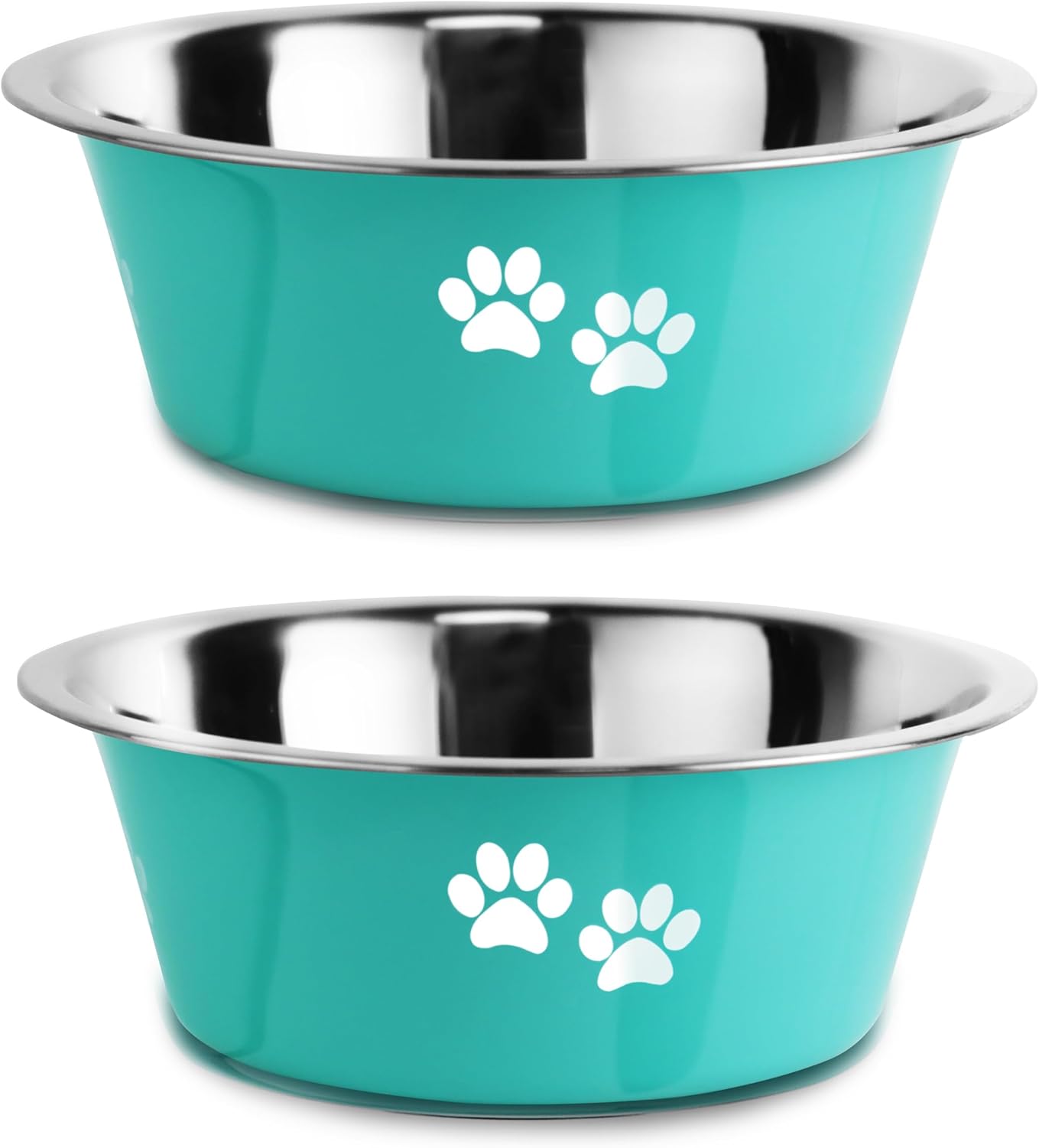 Stainless Steel Dog Bowls, Nonslip Rubber Bottom No Spill Proof Skid Metal Insulated Dog Bowls for Large Medium Small Breed Dogs (Green, 6.6 Cups/53 OZ)