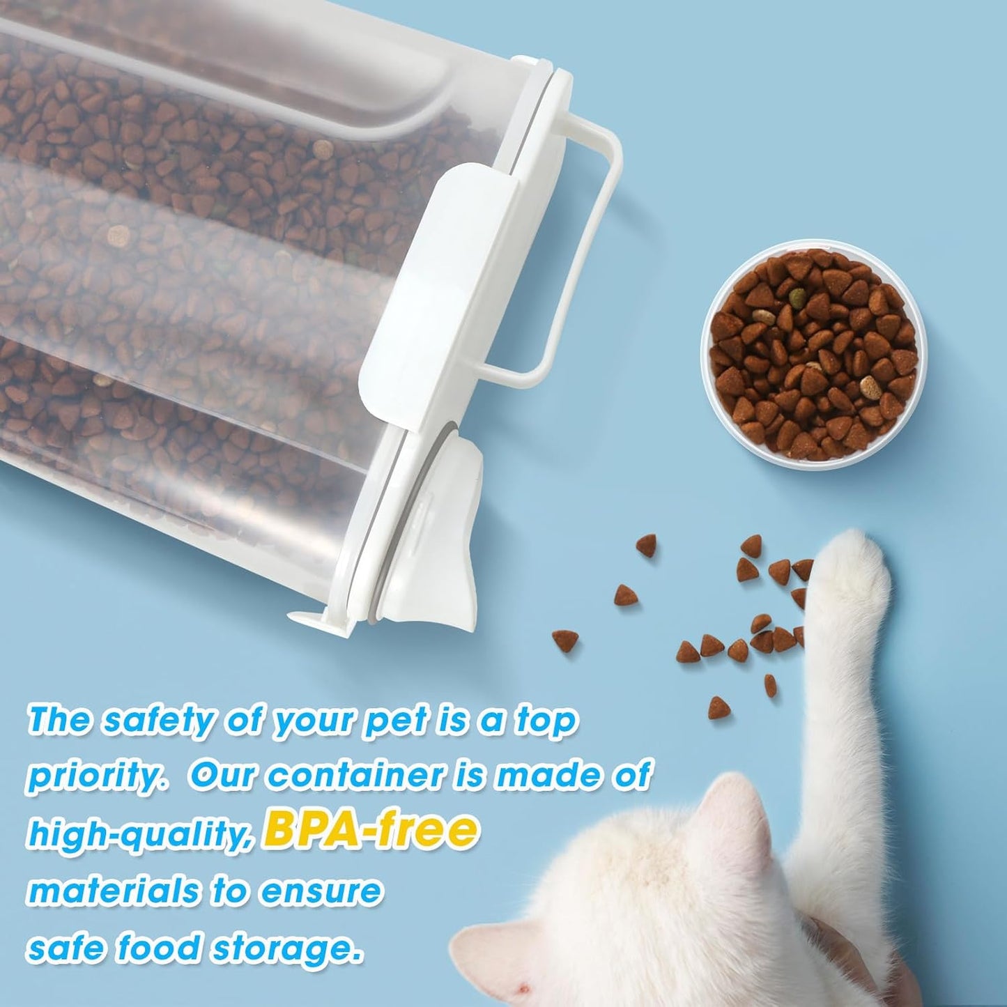 TBMax Airtight Pet Dog Cat Food Container Bird Seed Storage Container with Easy-Pouring Spout and Cup, Portable Travel Kibble Storage Dispenser for Small Animal Food Storage