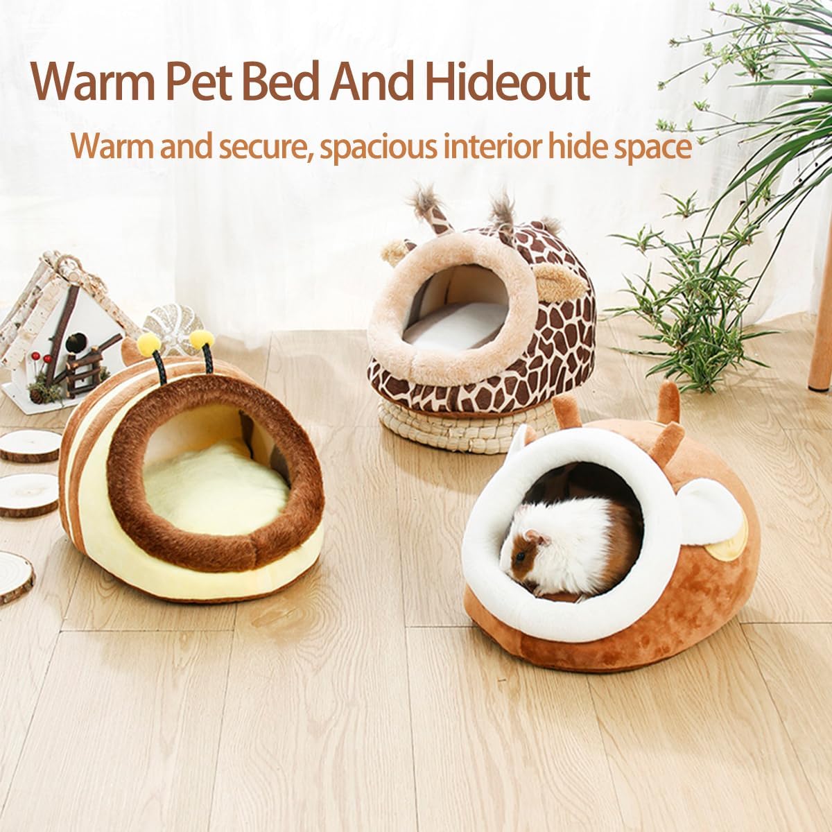 Guinea Pig Bed House & Hideout for Rat Bearded Dragon Hedgehog Ferret to Sleep and Hide, Guinea Pig Cage Accessories Habitat Décor (Large, 5.Wasp)