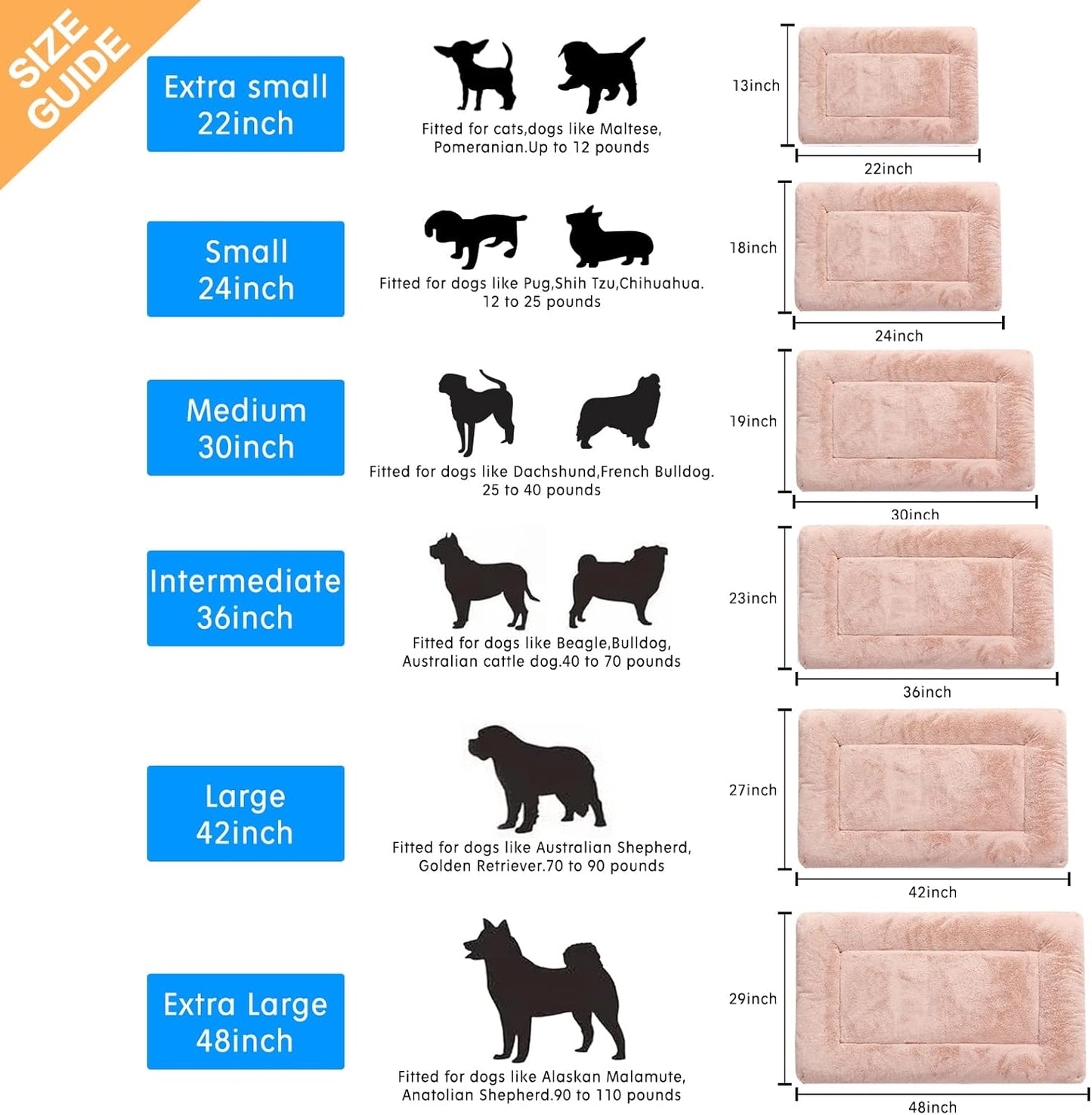 Ultra Soft Dog Bed & Kennel Pad for Medium Dogs, Fit Metal Crates - Washable & Anti-Slip, Cozy Sleeping Mat - Pink, 30"