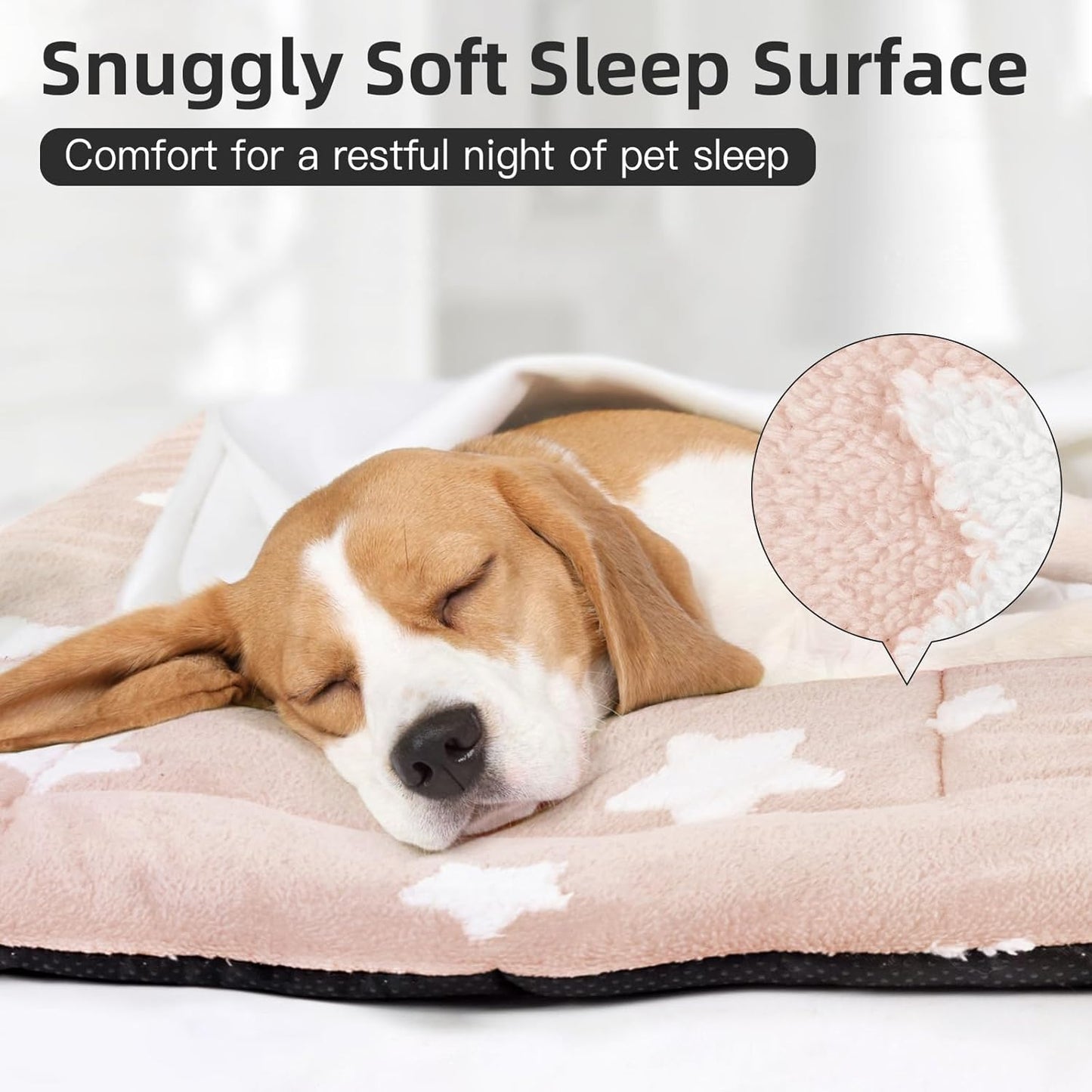 Mora Pets Dog Crate Pad Kennel Bed Crate Mat for Small Dogs Washable Cute Star Pet Bed for Dog Cage Ultra Soft Flat Puppy Cat Kitten Pillow Cushion for Sleeping Anti-Slip Pink 24 x 18